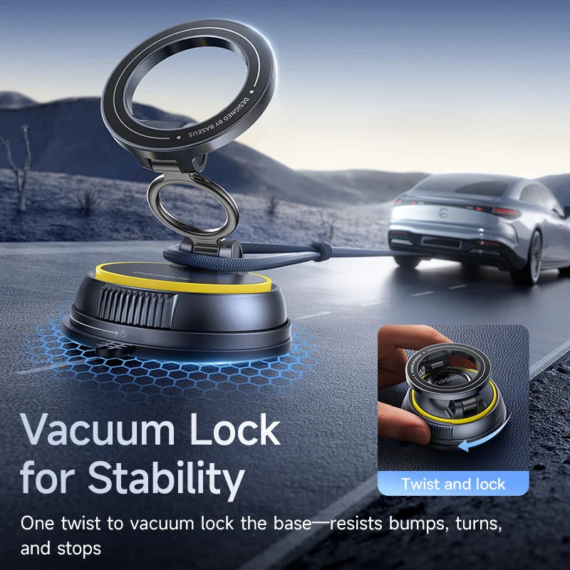 Baseus Magnetic Car Phone Mount — 360° Rotation & Vacuum Suction